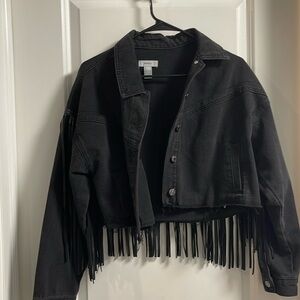 Black Fringe Forever 21 cropped jacket - size M